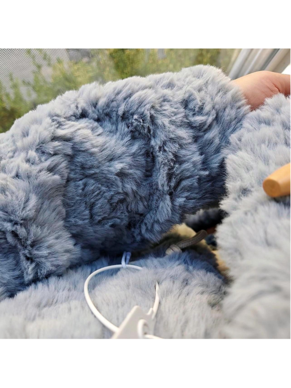 Blue faux fur duffle coat
I honestly tried everything — I spent over an hour ta